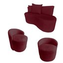 Ver imagem 2 de Kit Namoradeira + 2 Poltronas Yara Orgânica Suede Marsala