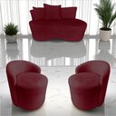 Ver imagem 1 de Kit Namoradeira + 2 Poltronas Yara Orgânica Suede Marsala