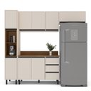 Ver imagem 2 de Cozinha Koya 4 Peças 236,8x214cm Armários Aéreos Paneleiro Balcão com Tampo Creme 250042