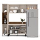 Ver imagem 4 de Cozinha Koya 4 Peças 236,8x214cm Armários Aéreos Paneleiro Balcão com Tampo Creme 250042