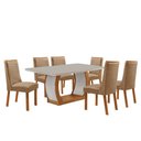 Ver imagem 2 de Mesa de Jantar Milena 180cm Tampo MDF Vidro Canto Copo com 6 Cadeiras Carolina