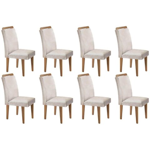 Kit 8 Cadeiras Sala Jantar Athenas 8 Un Imbuia-capuccino/suede Creme - Rufato
