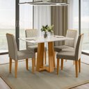 Ver imagem 1 de Conjunto Sala de Jantar Mesa 120cm Tampo Vidro/MDF Rubi com 4 Cadeiras Amanda