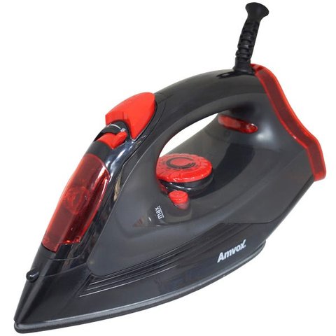 Ferro de Passar Roupa a Vapor e a Seco Base Antiaderente de Cerâmica Preto 110V Amvox AF 1605 NEW