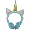Fone Ouvido Headphone com Fio Estéreo Unicórnio Glitter Orelha Gato Gatinho Infantil P2 Ylfs-U1 - Az - 3