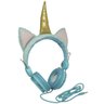 Fone Ouvido Headphone com Fio Estéreo Unicórnio Glitter Orelha Gato Gatinho Infantil P2 Ylfs-U1 - Az - 2