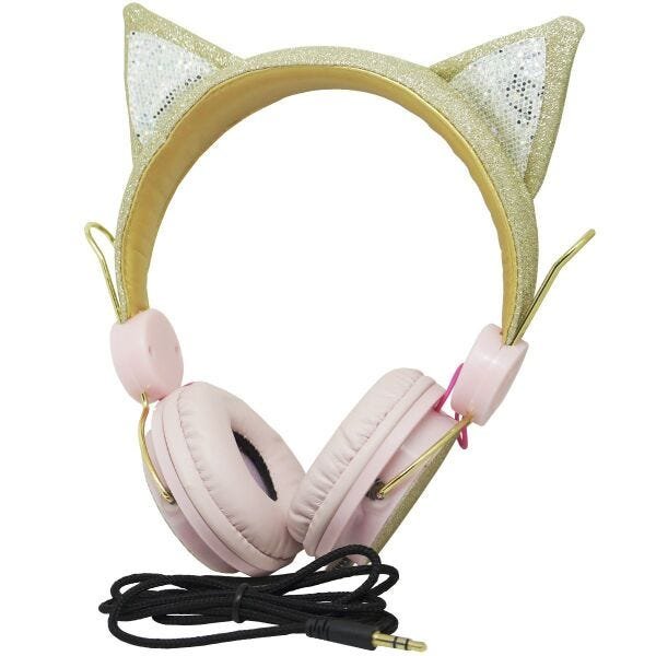 Fone Ouvido Headphone Com Fio Estéreo Orelha Gato Gatinho com Glitter  Infantil P2 ZAT-251 - BEST SALE SHOP