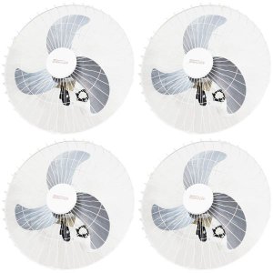 Kit 4 Ventiladores Parede 60cm 200W Industrial Turbo Turbão 3 Pás Bivolt 110V 220V Branco Vitalex