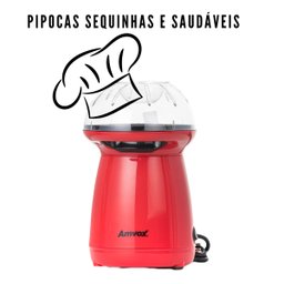 Pipoqueira Elétrica sem Óleo Ar Quente Natural 1200w Vermelha Amvox Apc 027 (220v) - 5