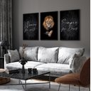 Ver imagem 2 de Kit 3 Quadros Decorativos Leão Frase Nunca Foi Sorte P Sala