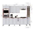 Ver imagem 4 de Cozinha Americana Modulada Torre Quente Paneleiro Simples com Vidro Reflecta Balcão 120cm com Tampo Completa 6 Peças Paris