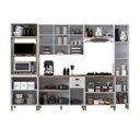 Ver imagem 5 de Cozinha Americana Modulada Torre Quente Paneleiro Simples com Vidro Reflecta Balcão 120cm com Tampo Completa 6 Peças Paris