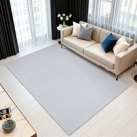 Tapete Sala 200x300 Grande 100% Algodão Antiderrapante Geométrico Natural Cinza