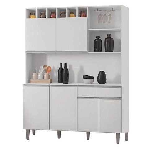 Armário para Cozinha Ambiente Kit Alice Branco Brilho - Ajl