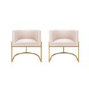 Ver imagem 2 de Kit 2 Poltronas Decorativas Luna Estofada Base Metálica Suede: Suede Bege