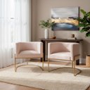 Ver imagem 1 de Kit 2 Poltronas Decorativas Luna Estofada Base Metálica Suede: Suede Bege