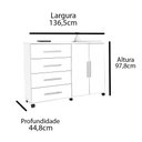 Ver imagem 4 de Cômoda 4 Gavetas e Porta Pés Rodízios Bali – Amendoa Wood – Móveis Primus