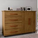 Ver imagem 1 de Cômoda 4 Gavetas e Porta Pés Rodízios Bali – Freijó – Móveis Primus