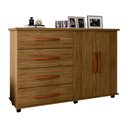 Ver imagem 4 de Cômoda 4 Gavetas e Porta Pés Rodízios Bali – Freijó – Móveis Primus