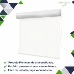Persiana Cortina Rolo Blackout Branco com Bandô 1,90m X 1,80m - Sala Escritório Quarto - Blecaute - 2