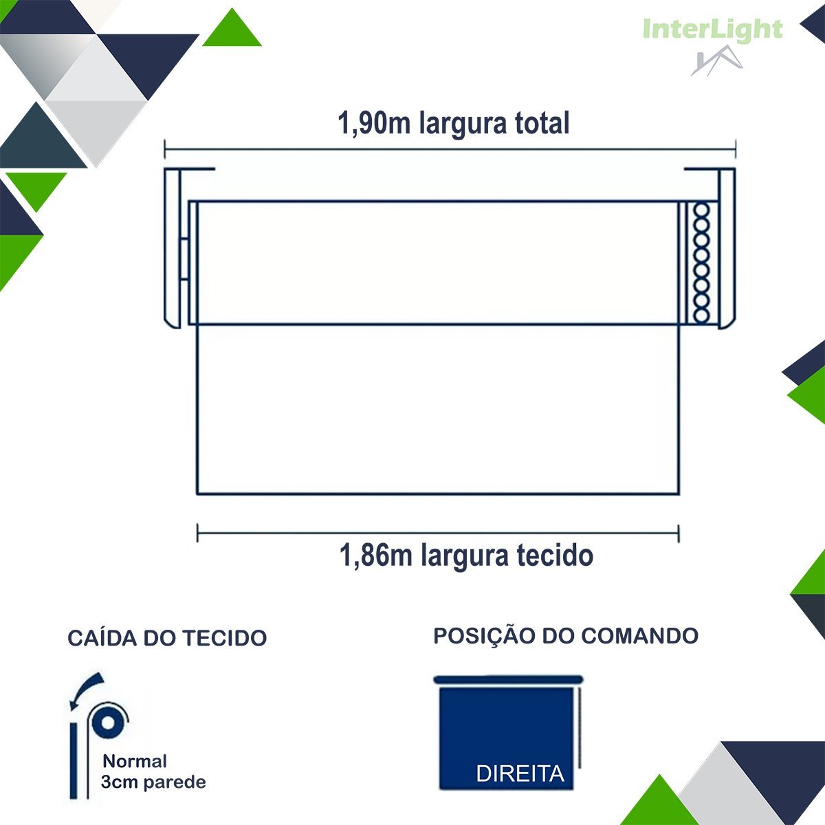 Persiana Cortina Rolo Blackout Branco com Bandô 1,90m X 1,80m - Sala Escritório Quarto - Blecaute - 5