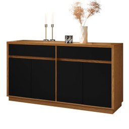 Aparador Buffet para Sala de Jantar 1,50M com 4 Portas e 2 Gavetas Ana Ype Preto New Ceval - 3