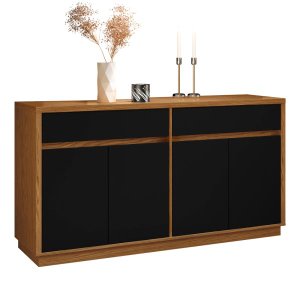 Aparador Buffet para Sala de Jantar 1,50M com 4 Portas e 2 Gavetas Ana Ype Preto New Ceval