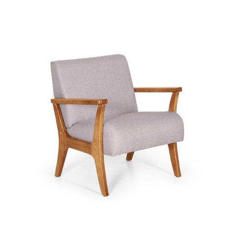 Conjunto 2 Poltronas Estofadas para Sala em Madeira Maciça Cléo Cinza Claro - Straub Web