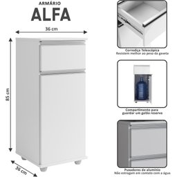 Armário Suporte Balcão com Gaveta para Bebedouro de Cozinha Branco:preto - 2