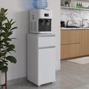 Armário Suporte Balcão com Gaveta para Bebedouro de Cozinha Branco:preto