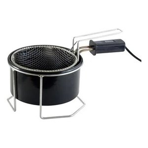Fritadeira Elétrica Óleo 1 Litro Tacho Esmaltado 110 ou 220v:110v/1100/preto