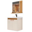 Ver imagem 1 de Kit Banheiro Palas Madrid Balcão Cuba e Espelho Cor Off White / Nature - Comprar Móveis em Casa