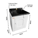 Ver imagem 2 de Gabinete Tanque de Lavanderia 50 Litros Espaço Torneira Branco/Preto 021