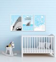 Ver imagem 2 de Kit Quadro Decorativo Infantil com Moldura Tubarão Baby Shark