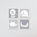 Ver imagem 3 de Kit Quadro Decorativo Infantil com Moldura Bichinhos Cinza