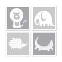 Ver imagem 1 de Kit Quadro Decorativo Infantil com Moldura Bichinhos Cinza