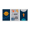 Ver imagem 1 de Kit Quadro Decorativo Infantil com Moldura Astronauta Foguete