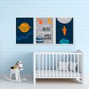 Ver imagem 2 de Kit Quadro Decorativo Infantil com Moldura Astronauta Foguete