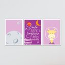 Ver imagem 3 de Kit Quadro Decorativo Infantil com Moldura Sonhe Alto Pequena Astronauta