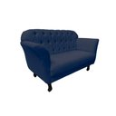 Ver imagem 4 de Namoradeira Decorativa Dália Suede Azul Marinho 2 Lugares Pés Madeira Mz Decor
