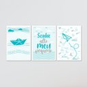 Ver imagem 3 de Kit Quadro Decorativo Infantil com Moldura Barco Avião Menino