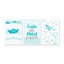 Ver imagem 1 de Kit Quadro Decorativo Infantil com Moldura Barco Avião Menino