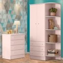 Ver imagem 1 de Conjunto Guarda Roupa 2 Portas e Cômoda 4 Gavetas Rosa