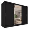 Guarda Roupa Casal com Espelho 3 Portas Aghata Preto - M.a Preto Fosco - 2