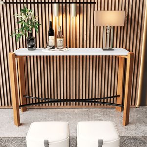 Aparador Decorativo Hall de Entrada Pés de Madeira Tampo Mdf Branco
