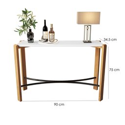 Aparador Decorativo Hall de Entrada Pés de Madeira Tampo Mdf Branco - 7