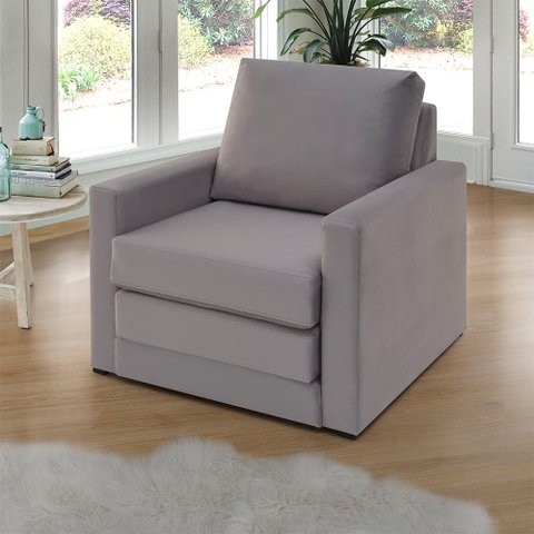 Poltrona Simi 2 em 1 Poltrona Cama Cinza Claro Estofama