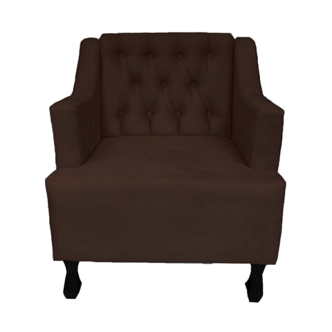 Poltrona Estofada Para Recepção Consultório Genesis Suede Marrom LM DECOR