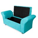 Ver imagem 4 de Kit Cabeceira Geovana + Calçadeira Baú Veneza King Size 195cm Suede - Renascer Decor:Azul Turquesa