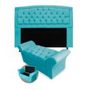 Ver imagem 1 de Kit Cabeceira Geovana + Calçadeira Baú Veneza King Size 195cm Suede - Renascer Decor:Azul Turquesa